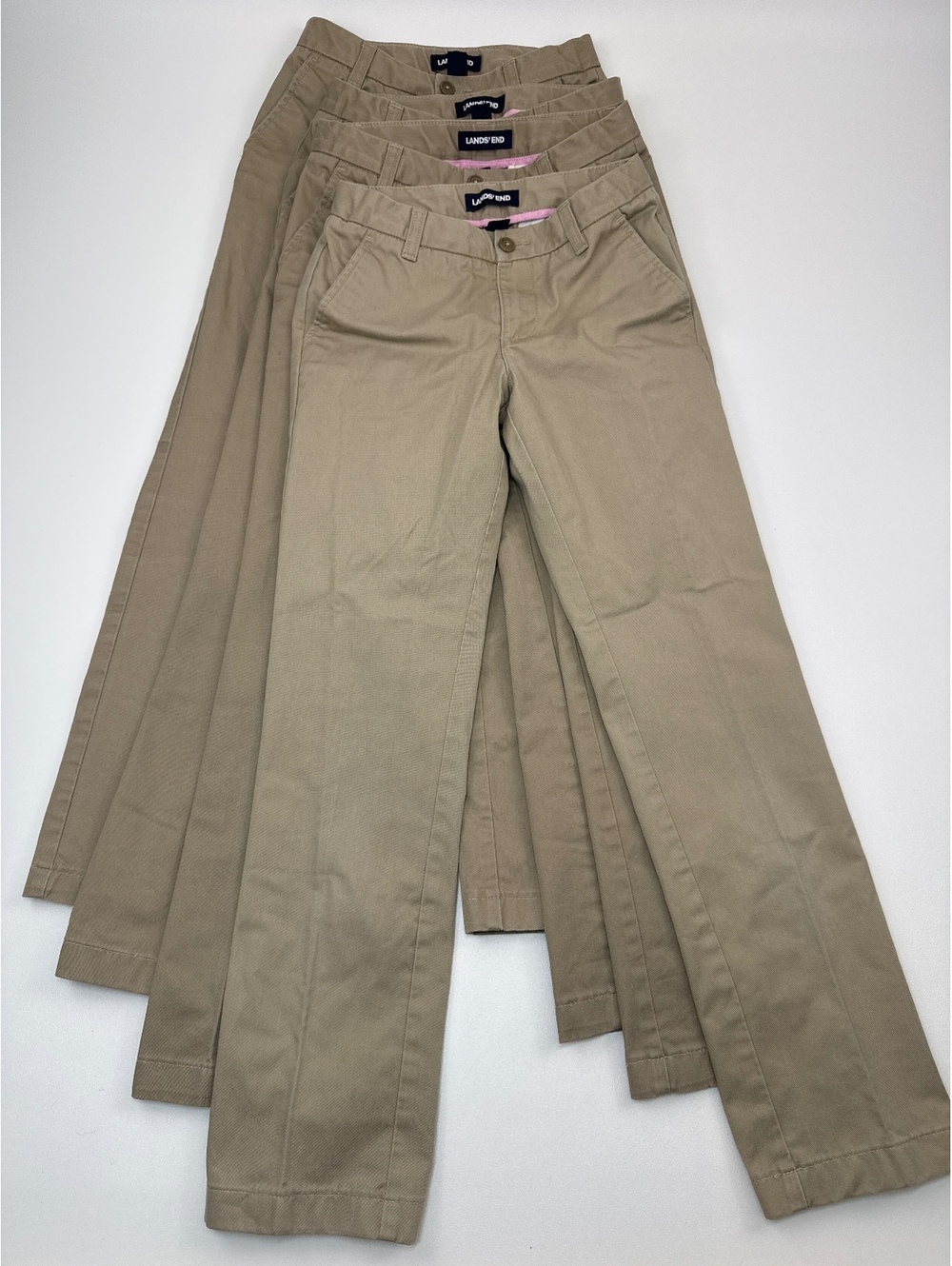 Lands' End Kids' Khaki Dress Pants Size 12S - Set of 4